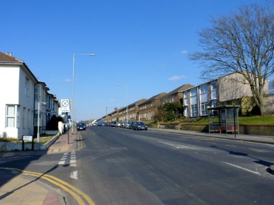 Northeastward view along Queens Park Road (at Carlyle Street junction), Brighton (April 2013)