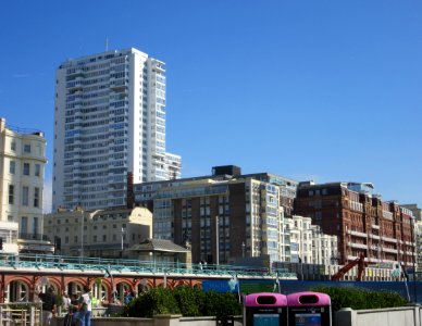 Northeastward view of King's Road, Brighton from Brighton Beach (September 2015)