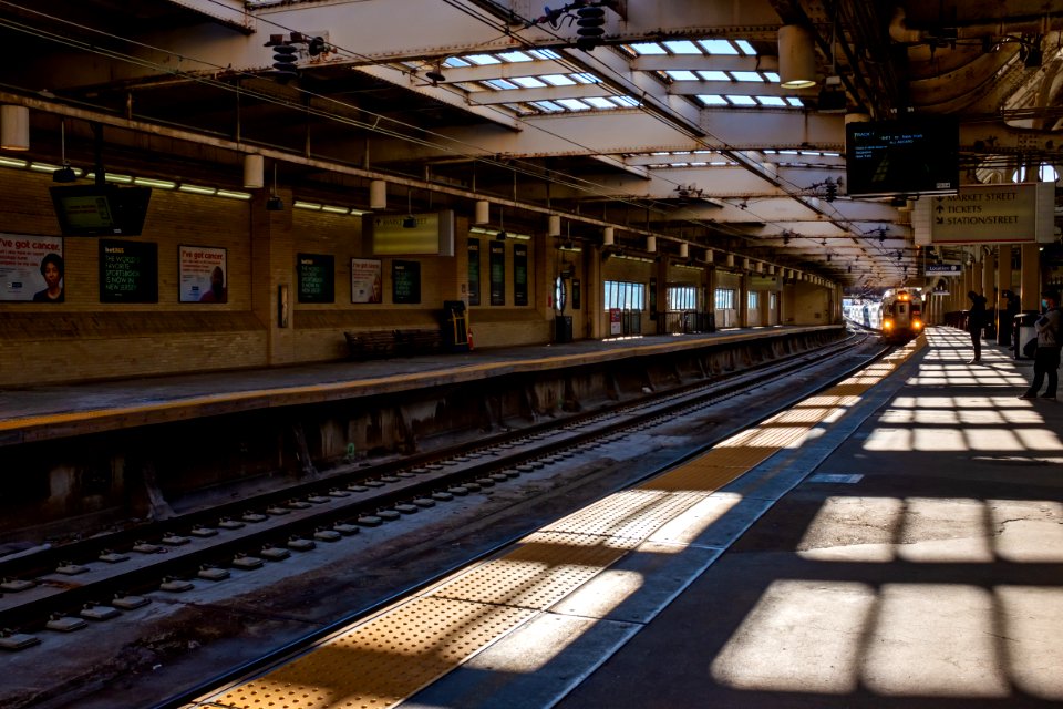 Northeast Corridor train in Newark Penn Station during COVID-19 crisis