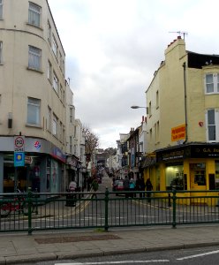 Northward view along Trafalgar Street, Brighton (January 2012)