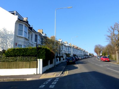 Northward view along Freshfield Road at junction with South Avenue, Brighton (April 2013)