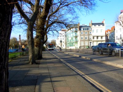 Northward view along East side of Old Steine, Brighton towards Pavilion Parade (April 2015)