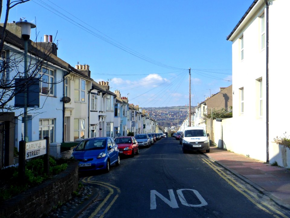Northward view along Carlyle Road (towards Hollingdean), Queens Park, Brighton (April 2013)