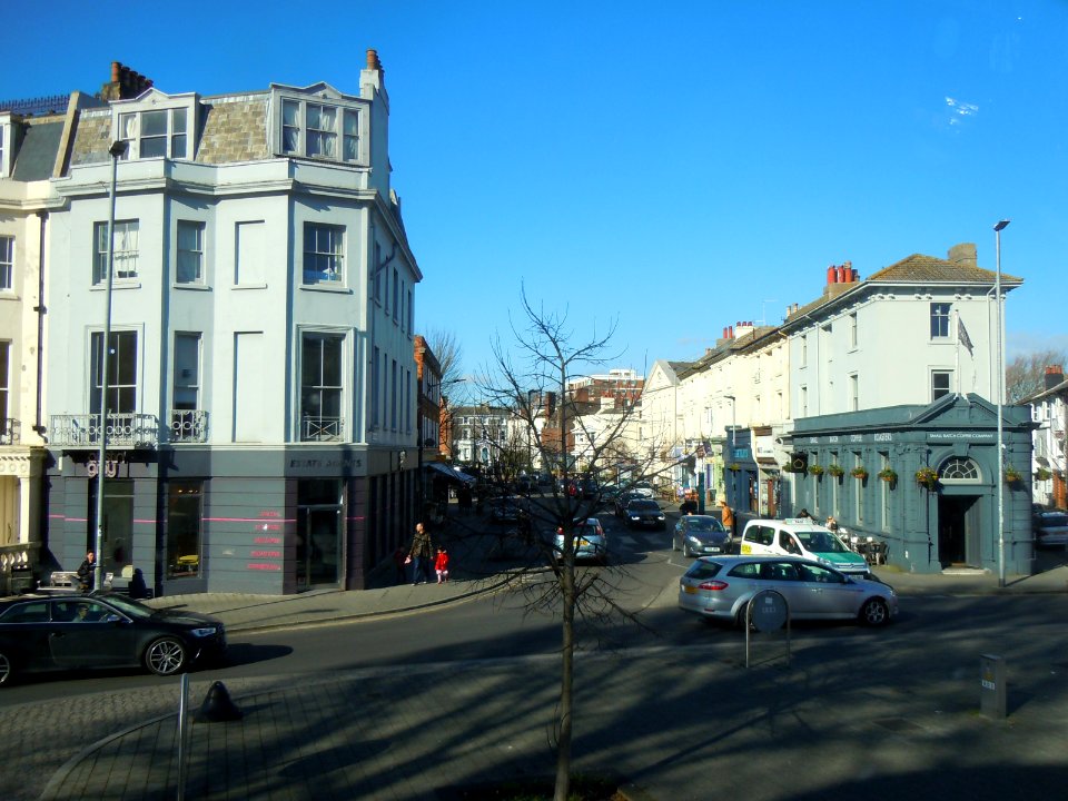 Northward view across Seven Dials, Brighton (February 2018)
