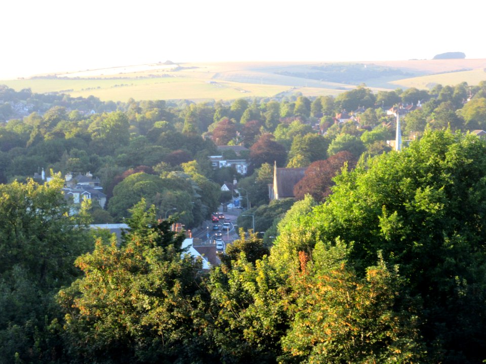 Northward view towards Preston Village, Withdean and Patcham from Highcroft Villas, Prestonville, Brighton (August 2016) (2)