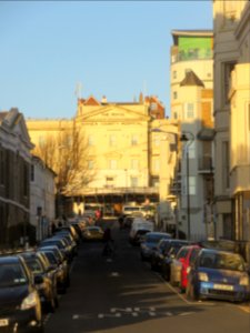 Northward view towards Royal Sussex County Hospital along Paston Place, Brighton (December 2016) (2)