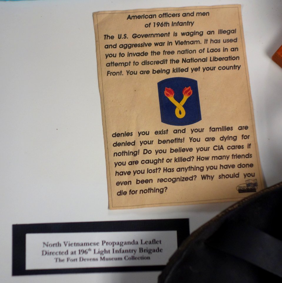 North Vietnamese Propaganda Leaflet, Vietnam War - Fort Devens Museum - DSC07110