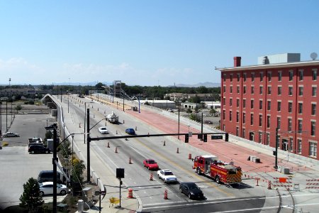 North Temple Viaduct with UTA TRAX Station under construction - 23 August 2012