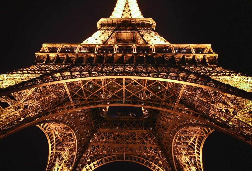 Eiffel tower landmark low angle shot