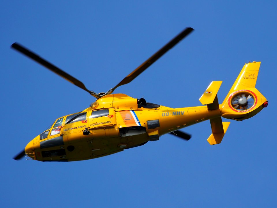 Netherlands Coastguard OO-NHV eurocopter AS365N3 Dauphin 2 fly pass over Port of Rotterdam