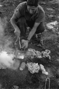 Netherlands Brigade Manoeuvres. 12. Messtin cooking Oefeningen Prinses Irene B…, Bestanddeelnr 934-9300