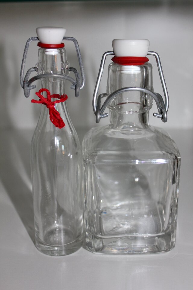 Glass bottles red