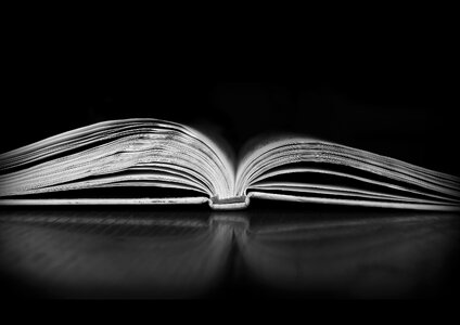 Book in the dark black and white dark