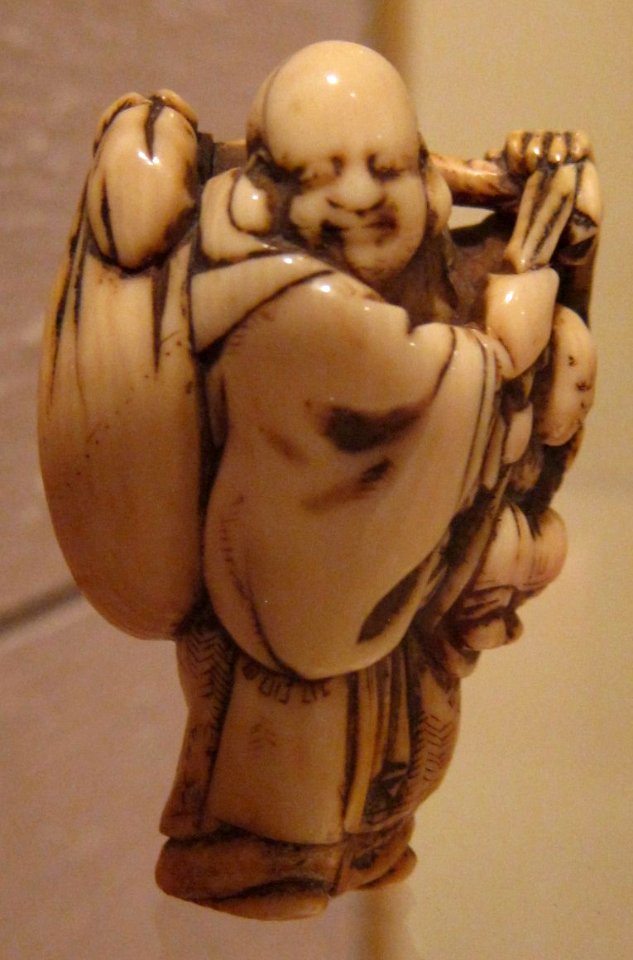 Netsuke with Hotei, 17th century, ivory, Honolulu Museum of Art