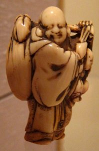 Netsuke with Hotei, 17th century, ivory, Honolulu Museum of Art