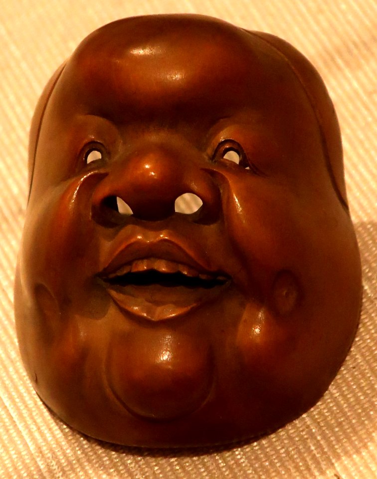 Netsuke with mask, Edo period, wood, Honolulu Museum of Art