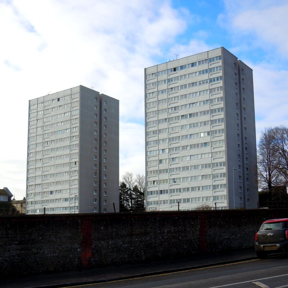 Nettleton Court and Dudeney Lodge from Upper Hollingdean Road, Hollingdean, Brighton (January 2015) (2)