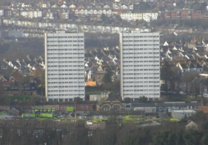 Nettleton Court and Dudeney Lodge from Tenantry Down Road, Race Hill, Brighton (December 2013) (1)