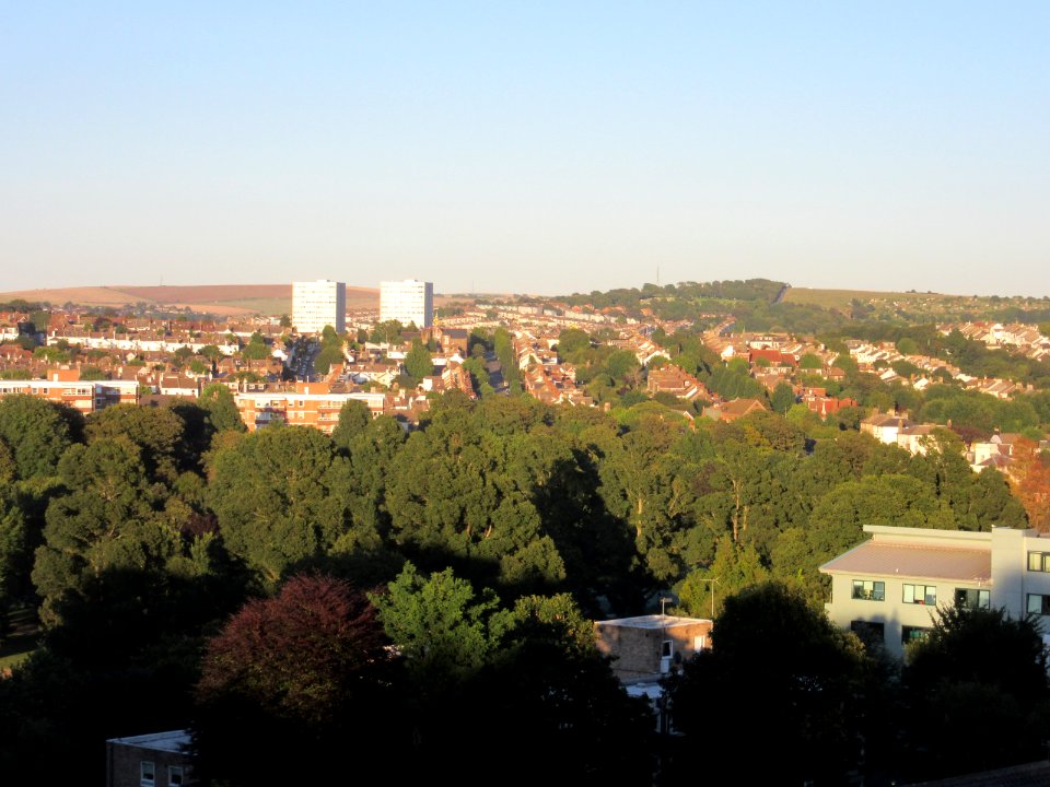 Nettleton Court and Dudeney Lodge from Highcroft Villas, Prestonville, Brighton (August 2016) (5)