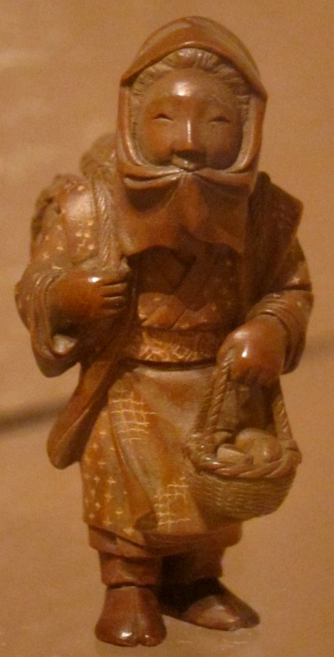 Netsuke of Vegetable Vendor with Baskets by Tsukamoto Kokusai, Honolulu Museum of Art