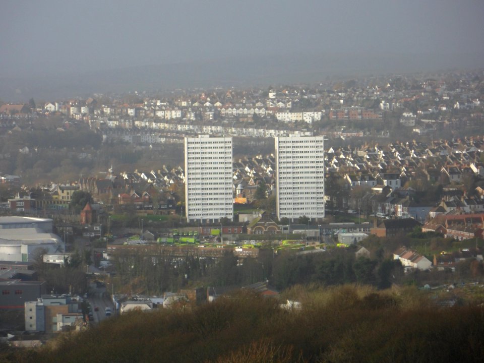 Nettleton Court and Dudeney Lodge from Tenantry Down Road, Race Hill, Brighton (December 2013) (2)