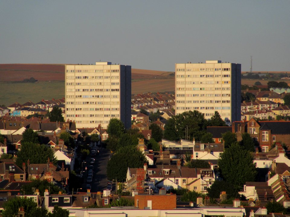 Nettleton Court and Dudeney Lodge from Highcroft Villas, Prestonville, Brighton (August 2016) (3)