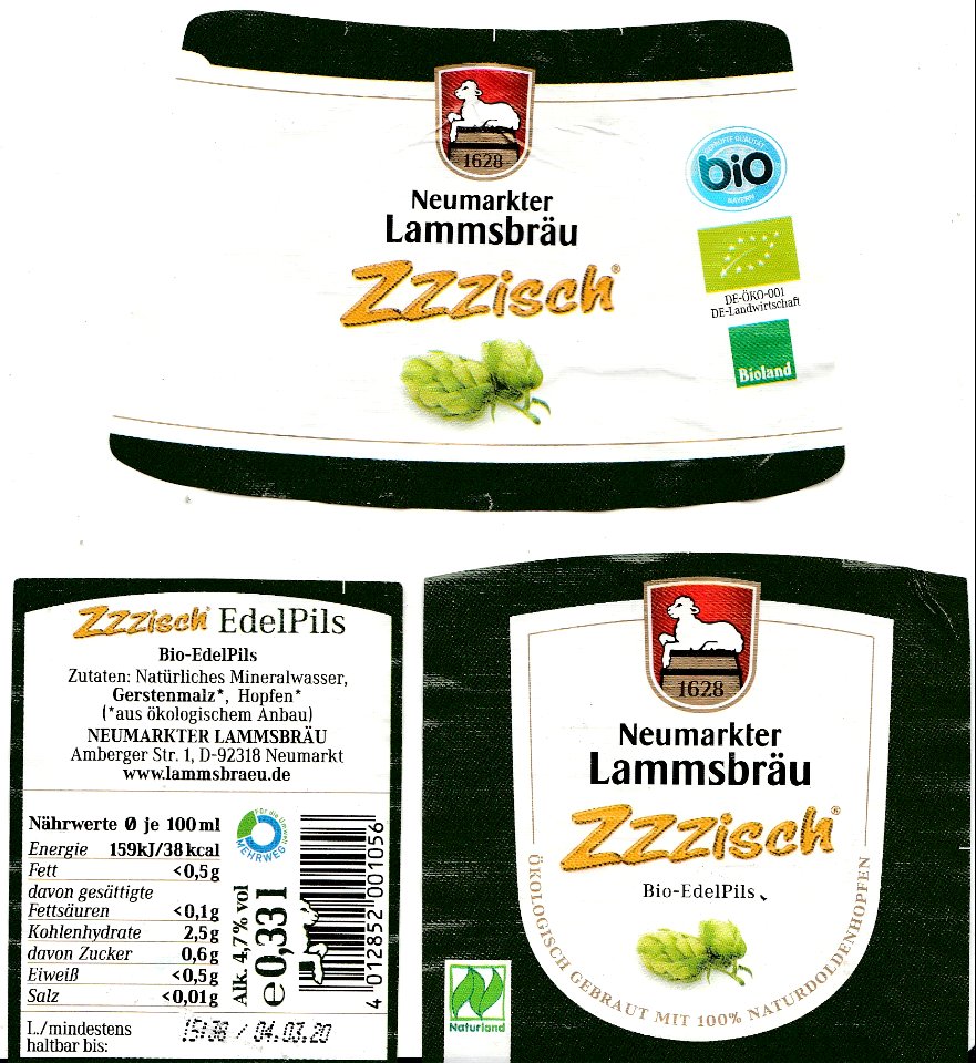 Neumarkter Lammsbräu - Zzzisch Bio-EdelPils