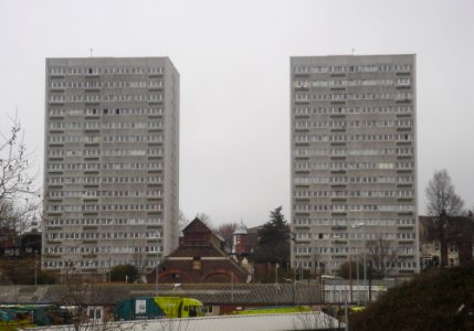 Nettleton Court and Dudeney Lodge from Upper Hollingdean Road, Hollingdean, Brighton (March 2009) (1)