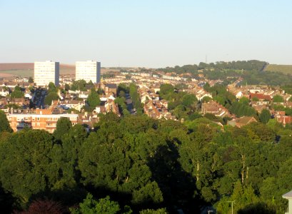 Nettleton Court and Dudeney Lodge from Highcroft Villas, Prestonville, Brighton (August 2016) (6)