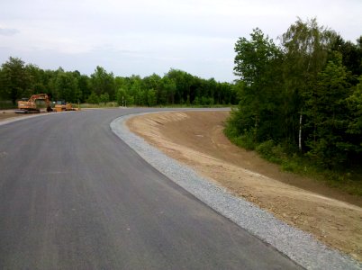 Neuseenbrücke abfahrend Richtung Osten zum Störmthaler See im Mai 2017