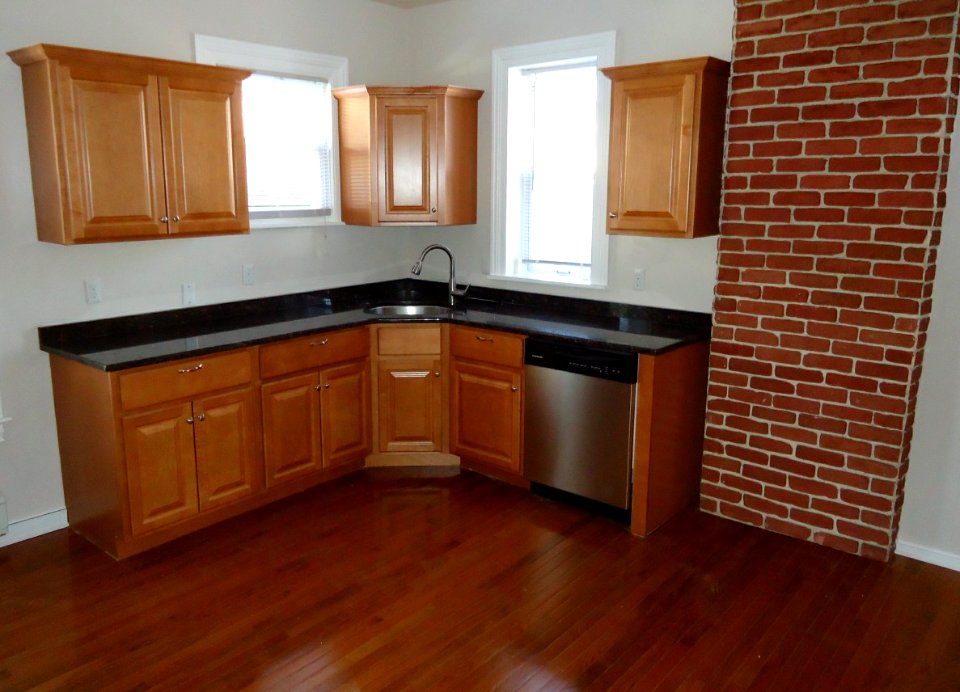 Newly renovated kitchen with hardwood floor