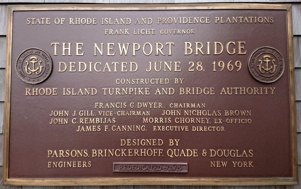 Newport Bridge dedication plaque