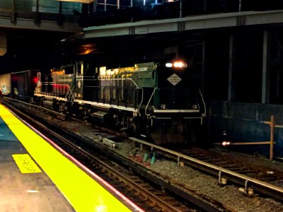 New York and Atlantic Train at Jamaica Station NY at night photo