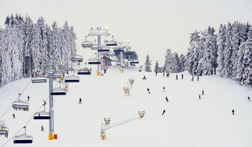 Ski lift departure ski runner photo