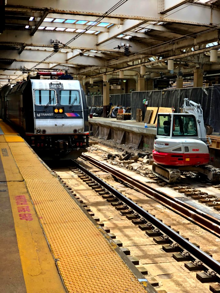 Newark Penn Station Track 1 construction with train on track A