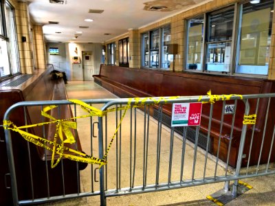 Newark NJ Pennsylvania STation Track 1 Waiting Room Closed during COVID-19 restrictions photo