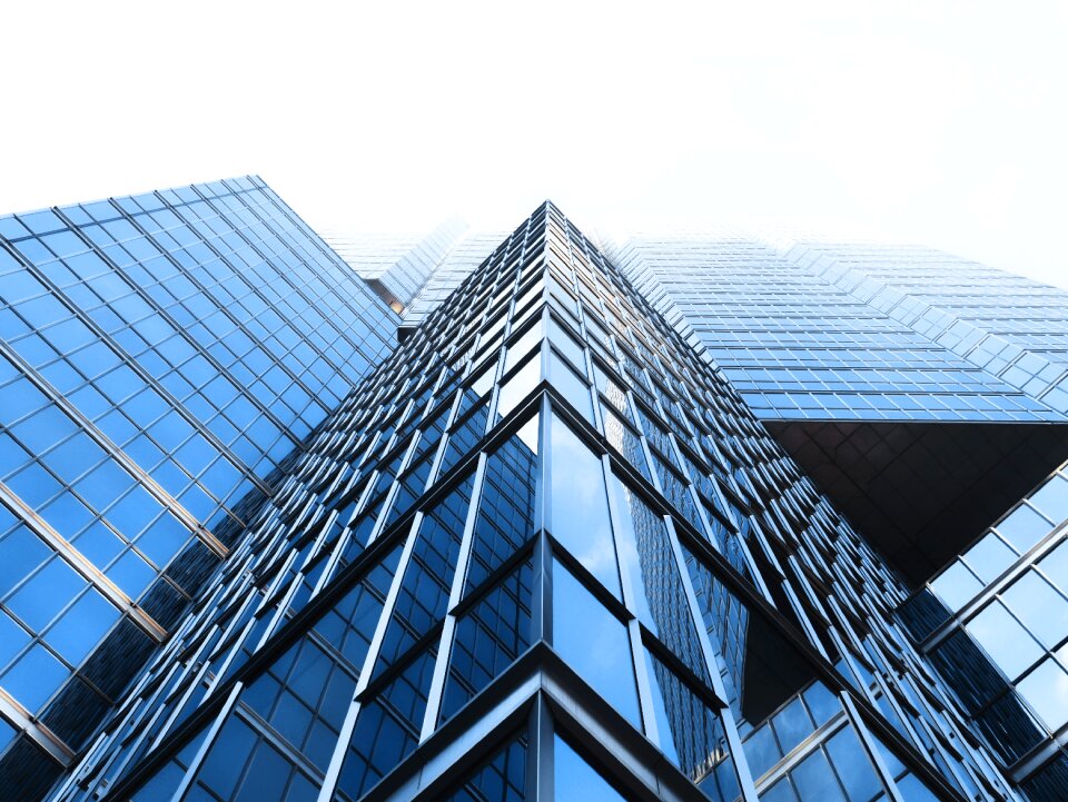 Skyscraper windows blue building