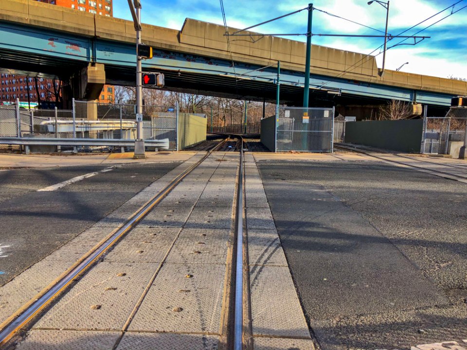 Newark Light Rail in Morris Canal right of way