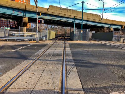 Newark Light Rail in Morris Canal right of way