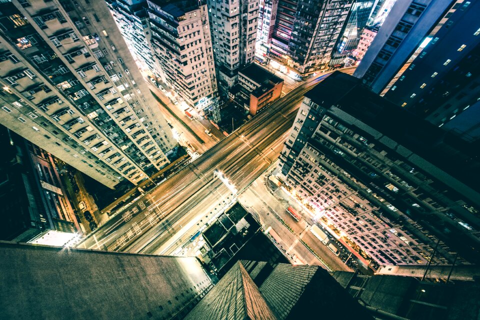 Downtown night road