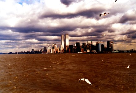 New York City skyline of Lower Manhattan in the 1980s photo