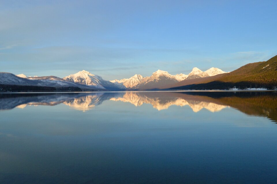 Skyline peaks reflection photo