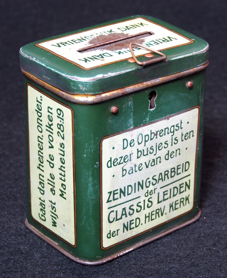 Nederlandsche Hervormde Kerk missionaris collecte blikje, foto 2