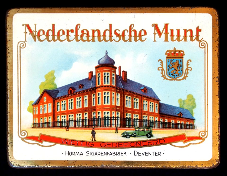 Nederlandsche Munt gekleurd sigarenblikje