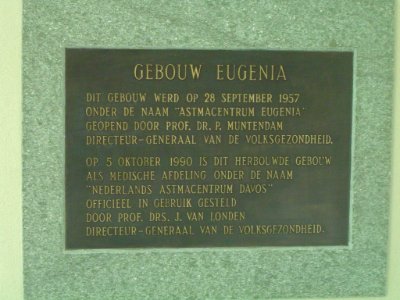 Nederlandsch Sanatorium Davos 018 Plaquette gebouw Eugenia 1957