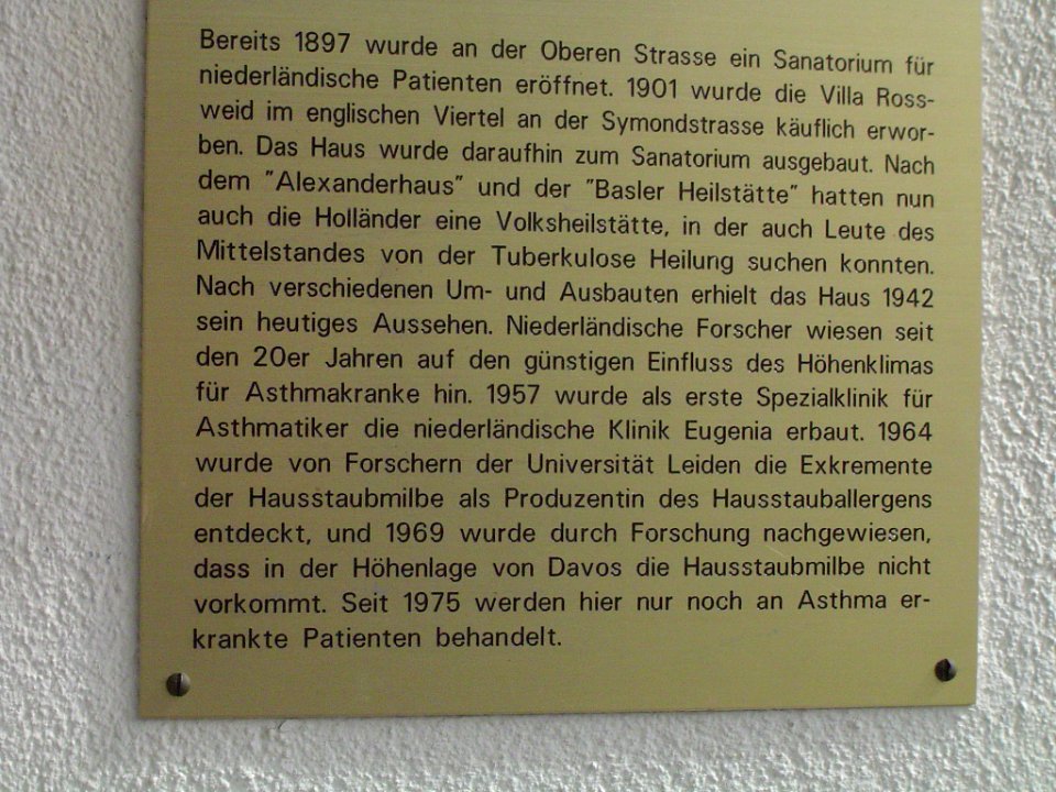Nederlandsch Sanatorium Davos 000 tekstbord met geschiedenis