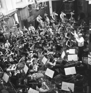 Nederlands Studenten Orkest in Bergen, Noord-Holland, Jan Brussen (dirigent) aan, Bestanddeelnr 918-6332