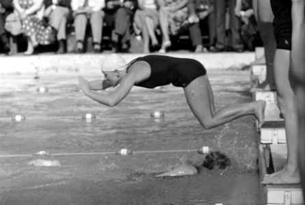 Nederlandse zwemkampioenschappen te Apeldoorn, nr. 7 star D. Koopman 4 x 100 met, Bestanddeelnr 911-4843