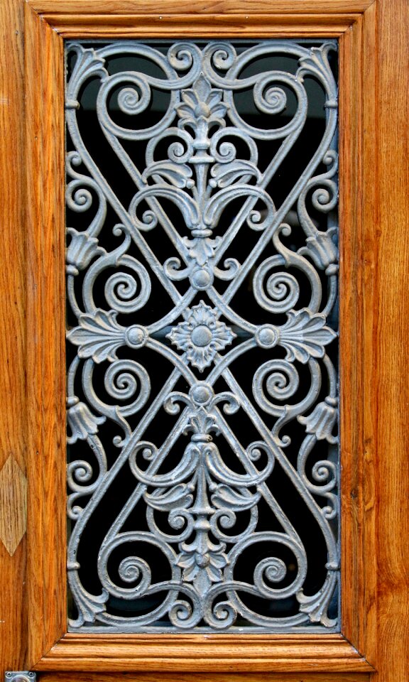 Wooden windows art iron lily