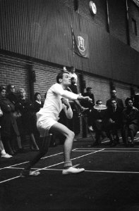 Nederlands Jeugdkampioenschap Badminton te Haarlem Gerard Stellaard in aktie, Bestanddeelnr 915-8861
